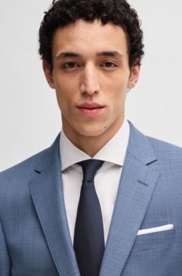 Slim-fit suit in patterned wool, Light Blue