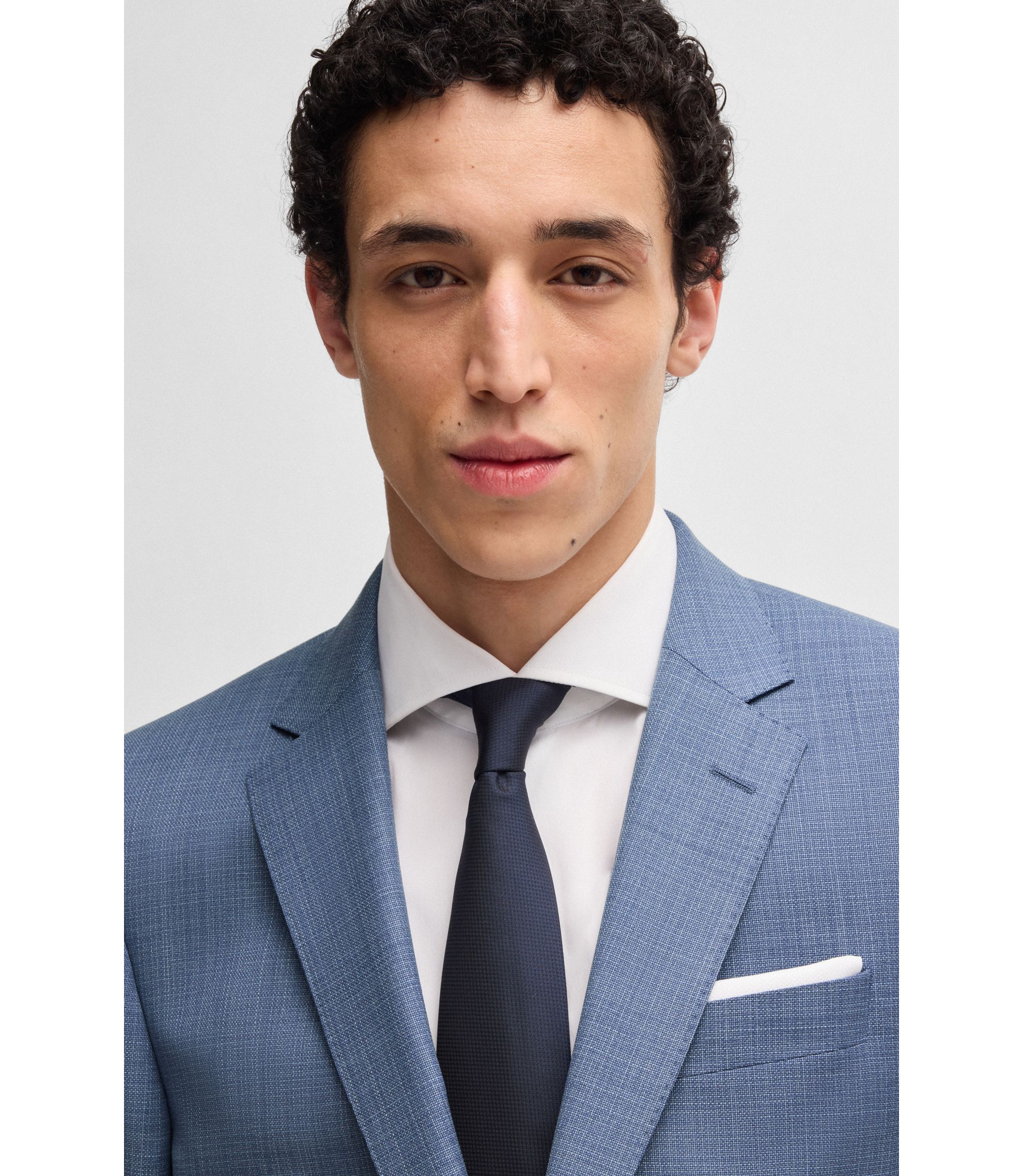 Hugo Boss Piece Suit Blue With Neck Tie Hugo Boss Boss Textured