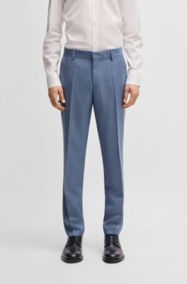 Slim-fit suit in patterned wool, Light Blue