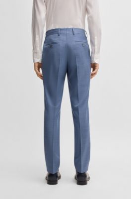 Slim-fit suit in patterned wool, Light Blue