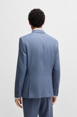 Slim-fit suit in patterned wool, Light Blue