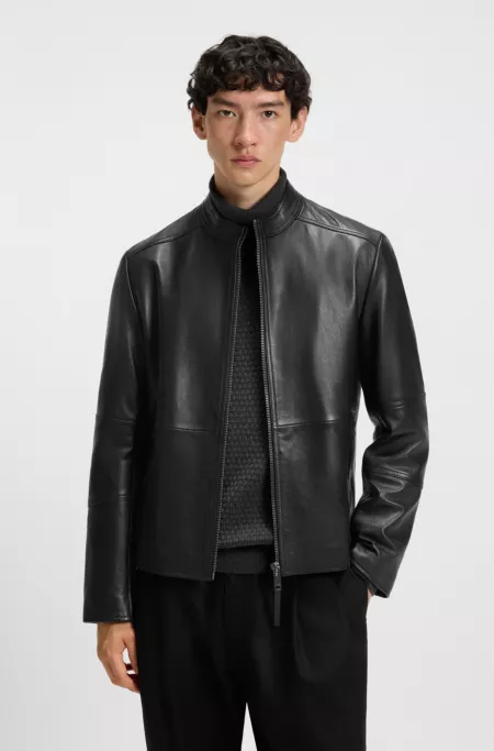 Grained-leather jacket in a slim fit