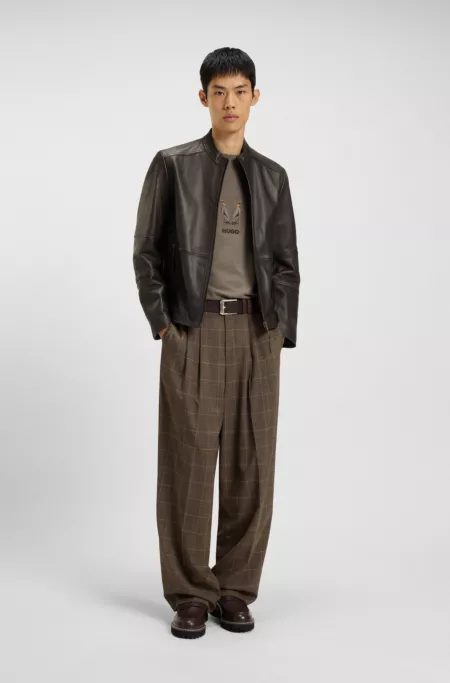 Grained-leather jacket in a slim fit