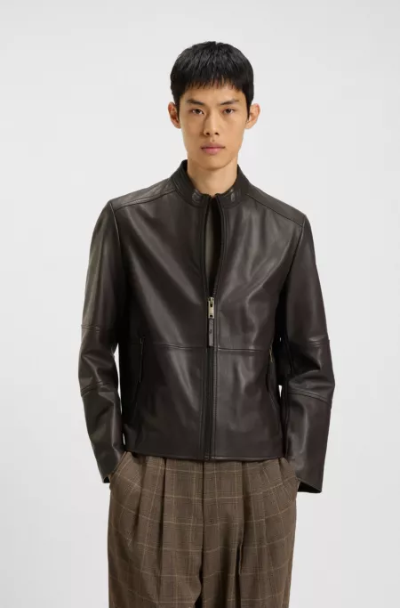 Grained-leather jacket in a slim fit
