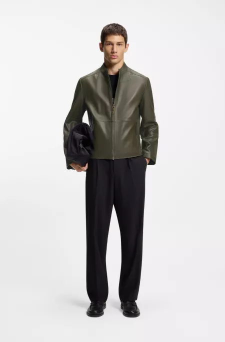 Grained-leather jacket in a slim fit