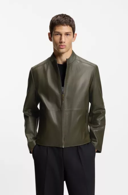 Grained-leather jacket in a slim fit