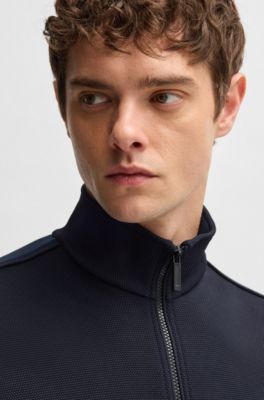 BOSS x ASTON MARTIN jersey jacket with perforated leather stripe