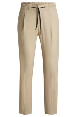 Pantalones slim fit en dobby con apariencia de mohair, Beige claro