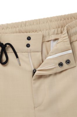 Pantalones slim fit en dobby con apariencia de mohair, Beige claro
