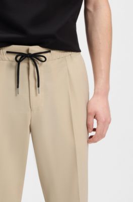 Pantalones slim fit en dobby con apariencia de mohair, Beige claro