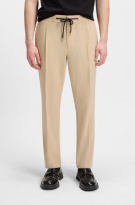Slim-fit trousers in mohair-look dobby, Light Beige