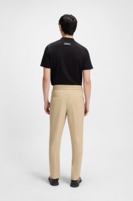 Pantalones slim fit en dobby con apariencia de mohair, Beige claro