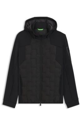 Down-filled jacket with welded logo pattern, Black