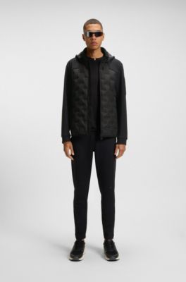 Down-filled jacket with welded logo pattern, Black