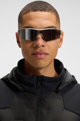 Down-filled jacket with welded logo pattern, Black