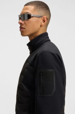 Down-filled jacket with welded logo pattern, Black