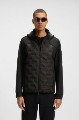 Down-filled jacket with welded logo pattern, Black