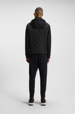 Down-filled jacket with welded logo pattern, Black