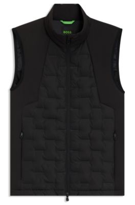 Chaleco con relleno de plum&oacute;n y estampado de logo soldado, Negro