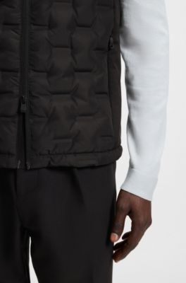 Chaleco con relleno de plum&oacute;n y estampado de logo soldado, Negro