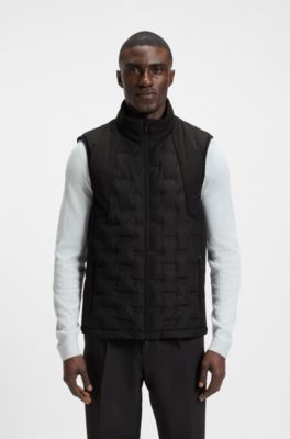 Doudoune sans manches en duvet &agrave; motif logot&eacute; appliqu&eacute;, Noir