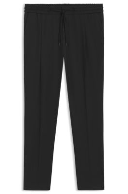 Pantalones slim fit de mezcla de lana, Negro