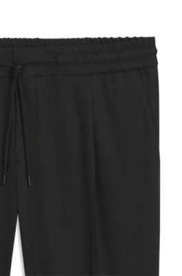 Pantalones slim fit de mezcla de lana, Negro