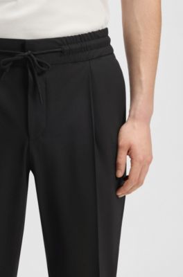 Pantalones slim fit de mezcla de lana, Negro