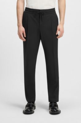 Pantalones slim fit de mezcla de lana, Negro
