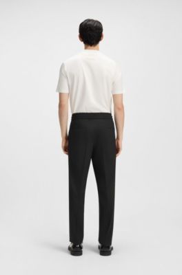 Pantalones slim fit de mezcla de lana, Negro