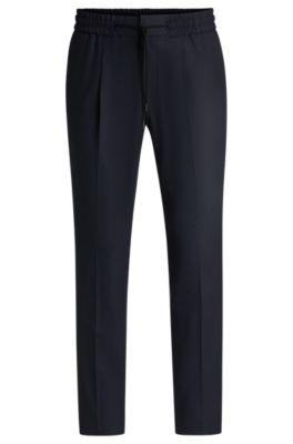 Slim-fit trousers in a wool blend, Dark Blue