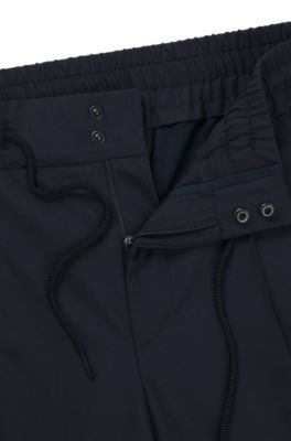 Slim-fit trousers in a wool blend, Dark Blue