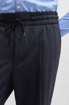 Slim-fit trousers in a wool blend, Dark Blue