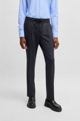 Slim-fit trousers in a wool blend, Dark Blue