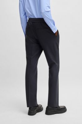 Slim-fit trousers in a wool blend, Dark Blue