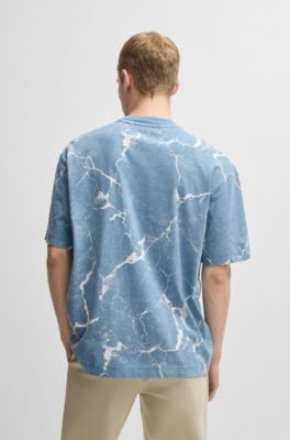 Camiseta de punto de algod&oacute;n con estampado integral, Celeste