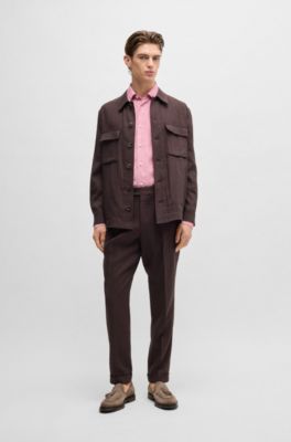 Slim-fit shirt in Italian linen, Pink