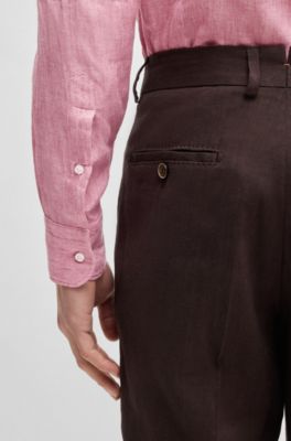 Slim-fit shirt in Italian linen, Pink