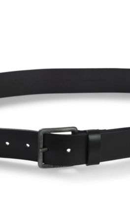 Logo-buckle belt in leather, Black