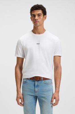 Logo-buckle belt in leather, Brown