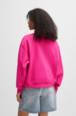 Sudadera regular fit de algod&oacute;n con logo retro, Pink