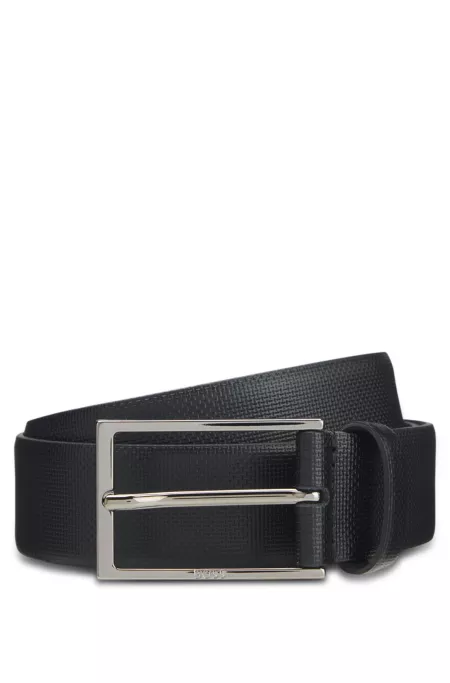 Italian leather belt with printed structure