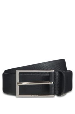 Ceinture en cuir italien &agrave; la structure imprim&eacute;e, Noir