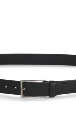 Ceinture en cuir italien &agrave; la structure imprim&eacute;e, Noir