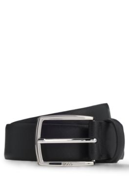 Leather belt with embossed structure, Black