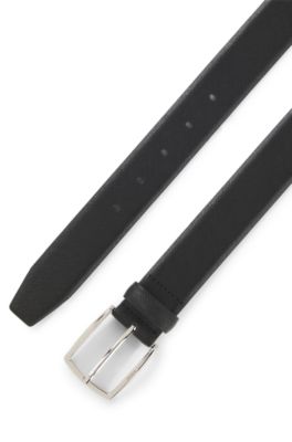 Leather belt with embossed structure, Black