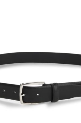 Ceinture en cuir &agrave; la structure emboss&eacute;e, Noir