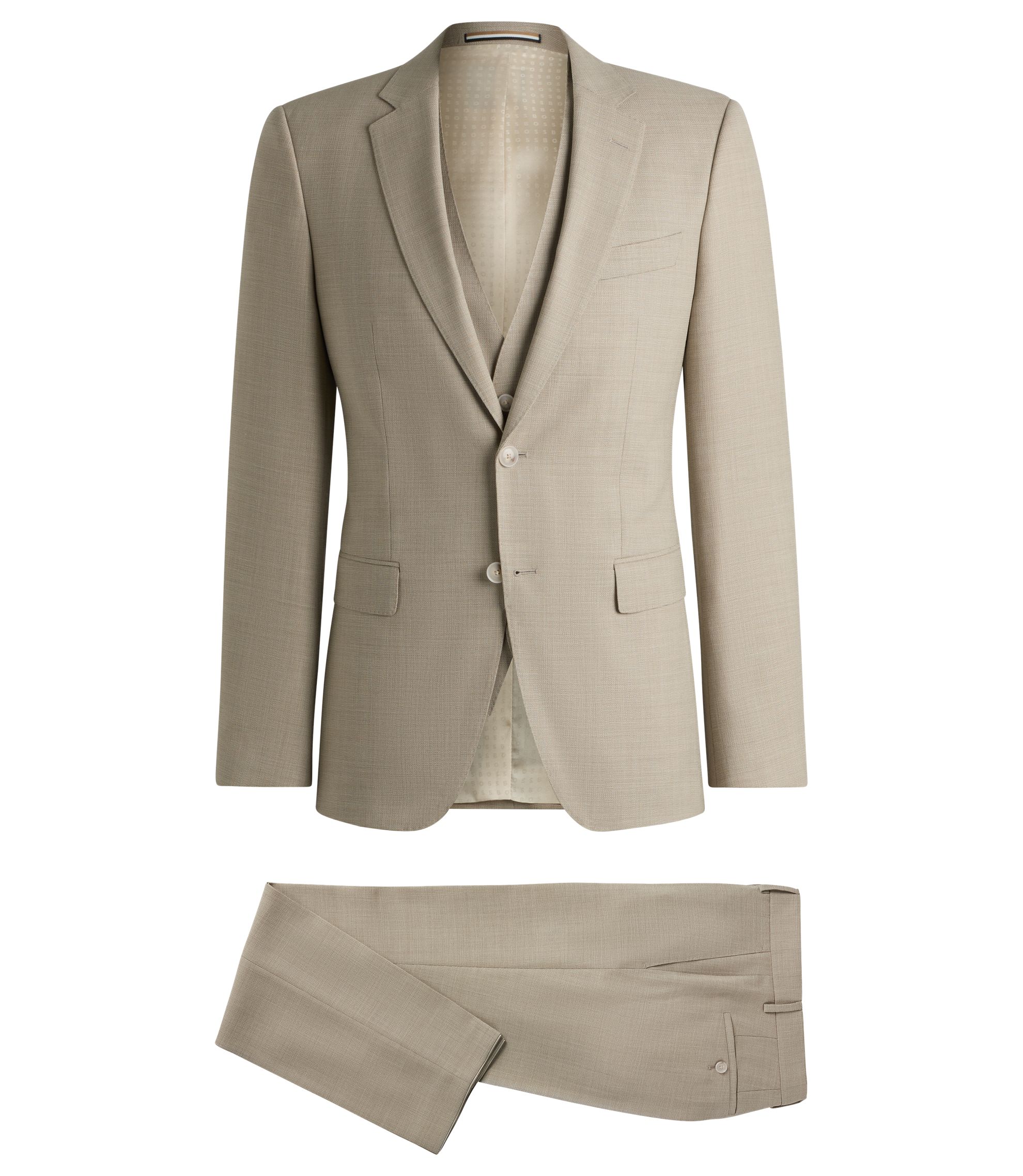 スーツ Hugo Boss Suit Set BOSS - Slim-fit suit in patterned wool and silk - Dark Blue