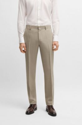 Slim-fit three-piece suit in patterned wool, Light Beige