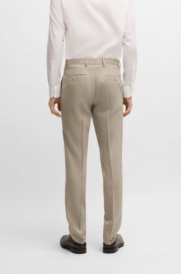 Slim-fit three-piece suit in patterned wool, Light Beige